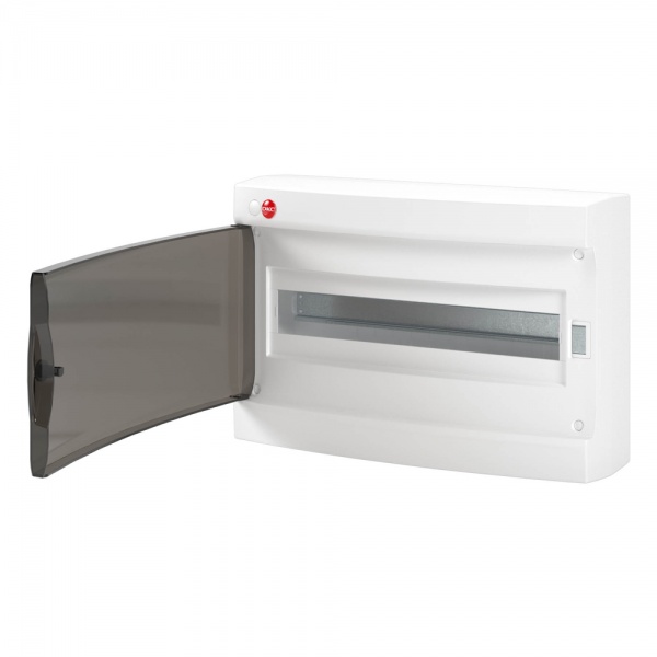 Щиток настенный DKC RAM base 18м с прозрачной дверцей с клеммным блоком 63А и замком IP41 белый
