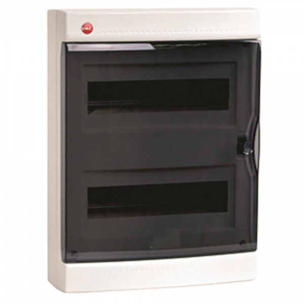 Щиток настенный DKC RAM base 24м (2х12) с прозрачной дверцей с клеммным блоком 63А и замком IP41 бел