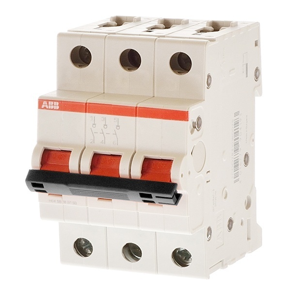 Рубильник модульный ABB 3П 80А рычаг красный E203r (выключатель нагрузки)