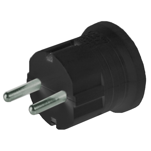 Вилка с заземлением DKC 2P+E 16А с центральным вводом кабеля черная