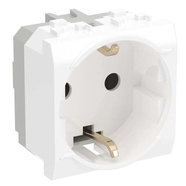 Розетка DKC Brava 2 модуля с заземлением со шторками белая