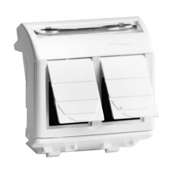 Розетка компьютерная RJ-45 кат.5Е (2 разъема АМР) DKC Brava 2 модуля белая