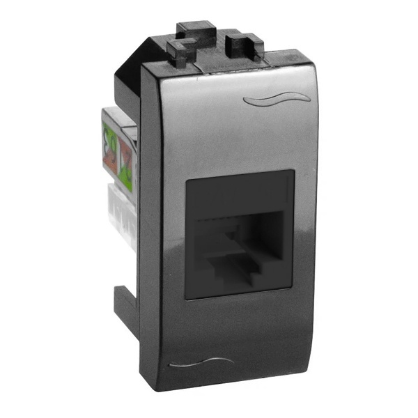 Розетка компьютерная DKC Brava RJ-45 кат.5Е (разъем PcNet) 1 модуль черная