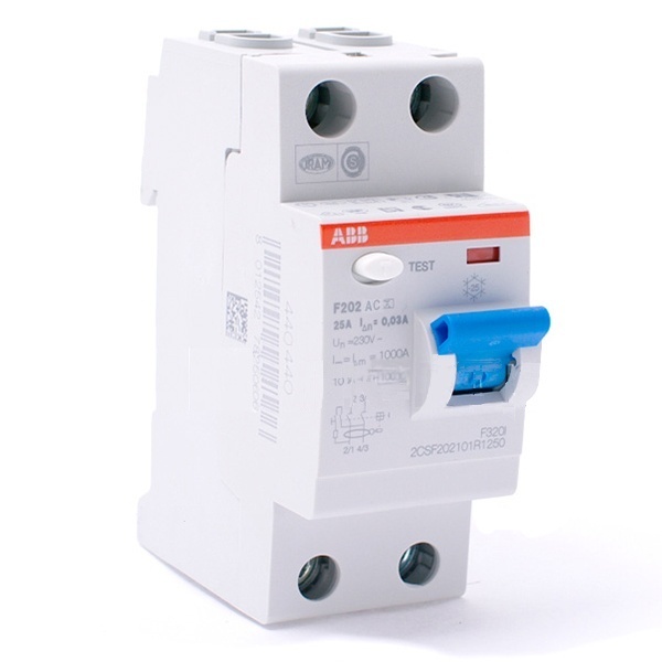 УЗО ABB F202 AC-16/0,01 2-х полюсное тип AC 16A 10mA 2 модуля (ВДТ)