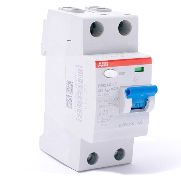 УЗО ABB F202 AC-25/0,3 2-х полюсное тип AC 25A 300mA 2 модуля (ВДТ)