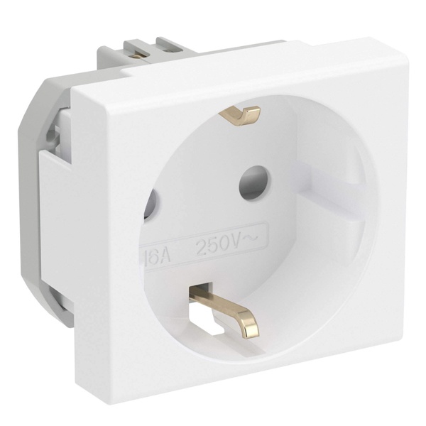 Розетка DKC Viva силовая 2Р+Е со шторками 2 модуля белая