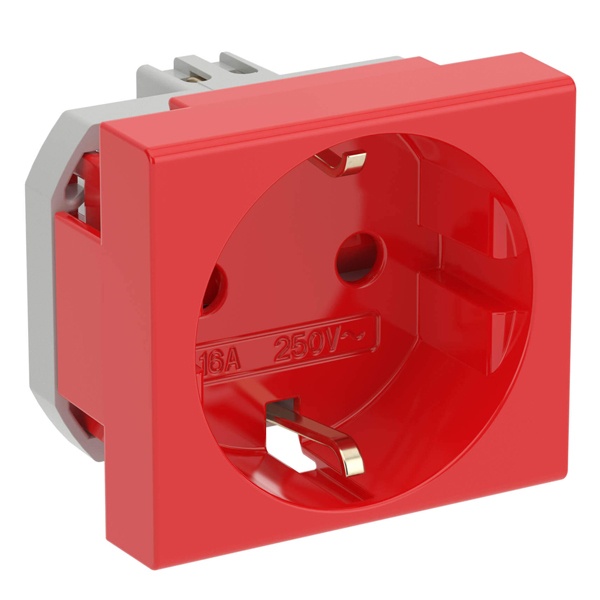 Розетка DKC Viva силовая 2Р+Е со шторками 2 модуля красная