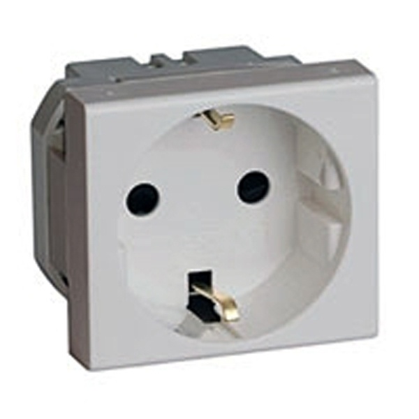 Розетка DKC Viva силовая 2Р+Е со шторками 2 модуля серая