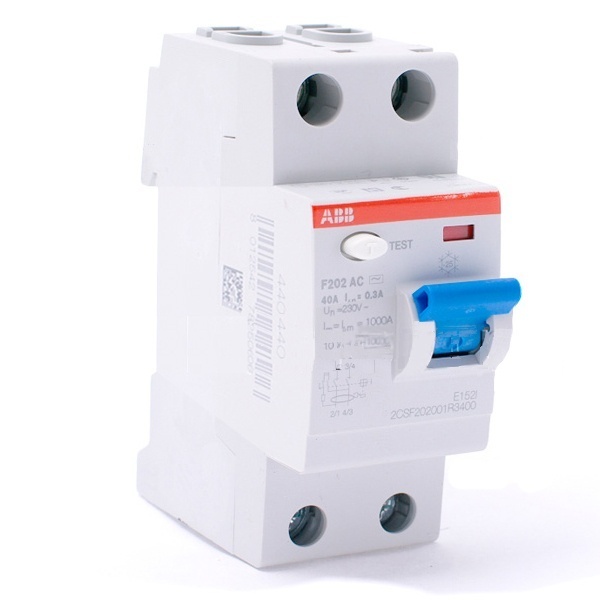 УЗО ABB F202 AC-40/0,3 2-х полюсное тип AC 40A 300mA 2 модуля (ВДТ)