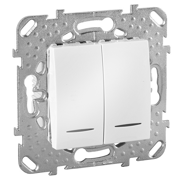 Переключатель двухклавишный с подсветкой SE Unica, белый