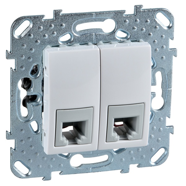 Розетка телефонная 2хRJ11 (4 контакта) SE Unica, белый