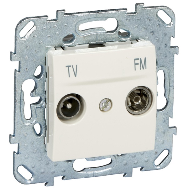 Розетка телевизионная TV-FM проходная SE Unica, бежевый
