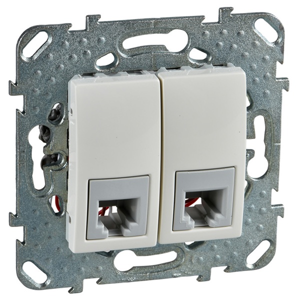 Розетка телефонная 2хRJ11 (4 контакта) SE Unica, бежевый