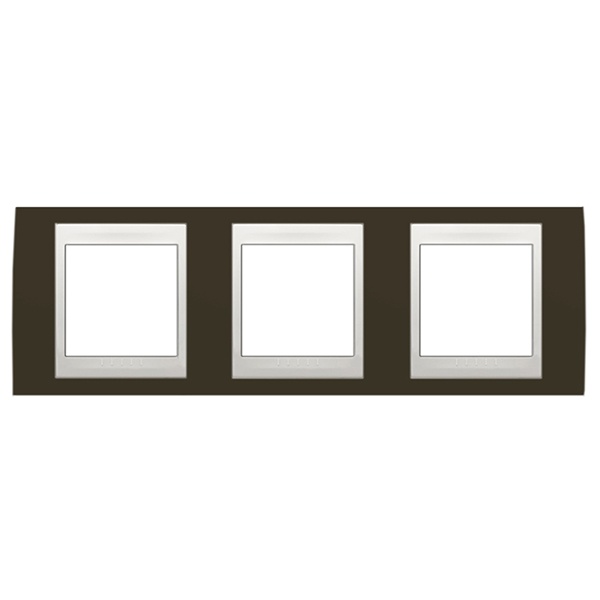 Рамка Unica хамелеон 3 поста горизонтальная какао/белая