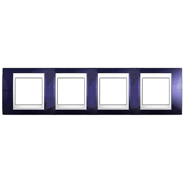 Рамка Unica хамелеон 4 поста горизонтальная индиго/белая