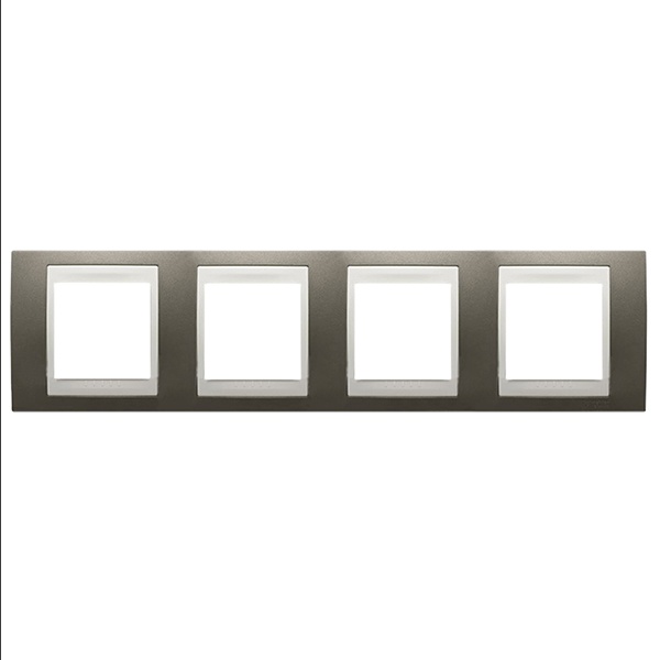 Рамка Unica хамелеон 4 поста горизонтальная шампань/белая