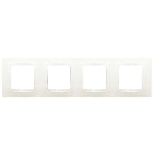 Рамка Unica 4 поста с декоративным элементом белая