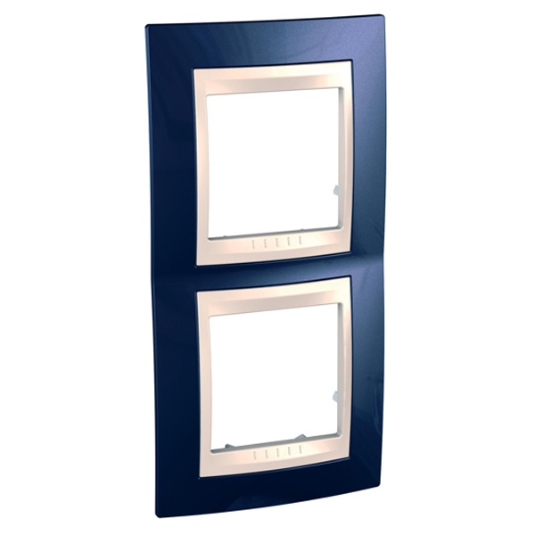 Рамка Unica хамелеон 2 поста вертикальная индиго/бежевая