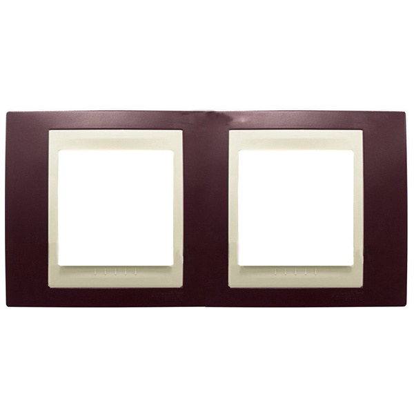 Рамка Unica хамелеон 2 поста горизонтальная гранат/бежевая
