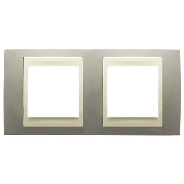 Рамка Unica хамелеон 2 поста горизонтальная серый/бежевая