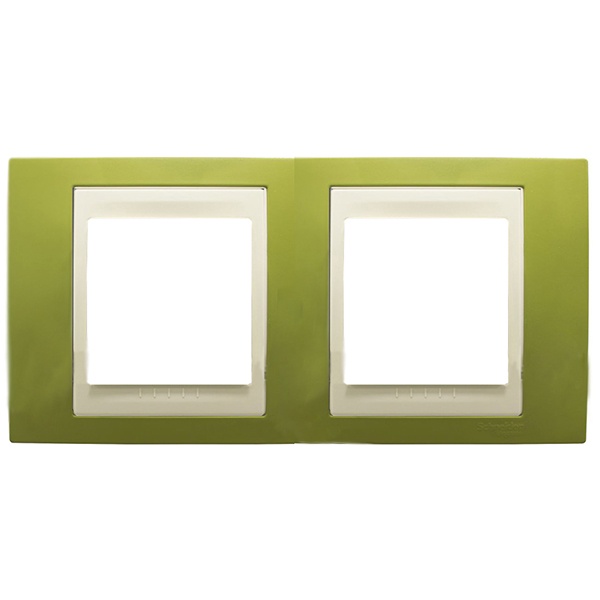 Рамка Unica хамелеон 2 поста горизонтальная фисташковый/бежевая