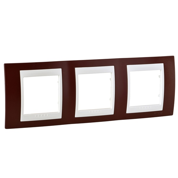Рамка Unica хамелеон 3 поста горизонтальная гранат/бежевая