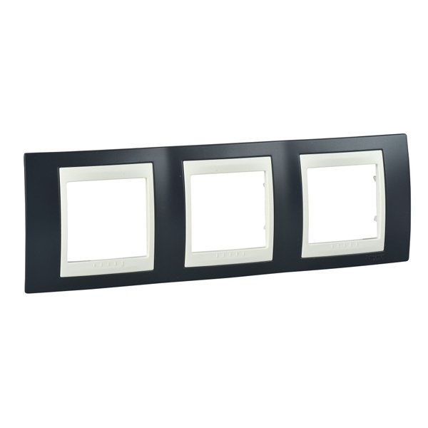 Рамка Unica хамелеон 3 поста горизонтальная серо-зеленый/бежевая