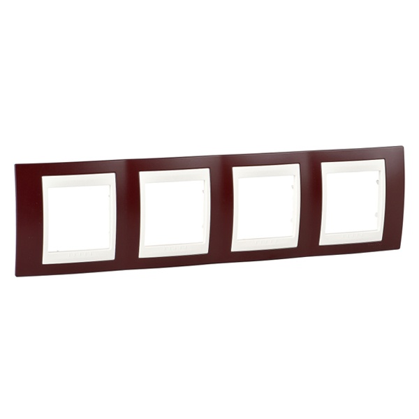 Рамка Unica хамелеон 4 поста горизонтальная гранат/бежевая