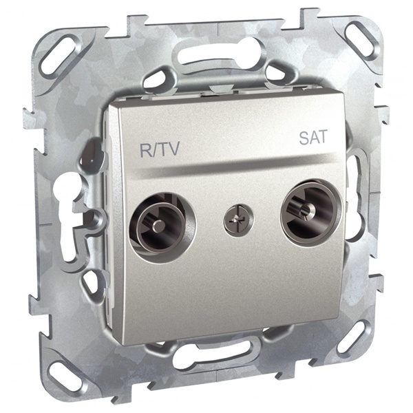 Розетка телевизионная TV-FM-SAT проходная SE Unica Top, алюминий