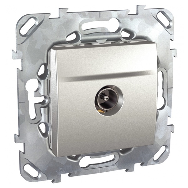 Розетка телевизионная TV проходная SE Unica Top, алюминий