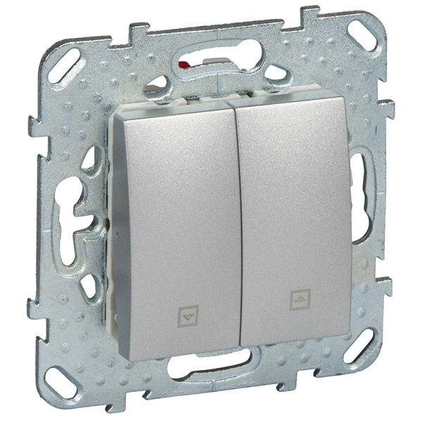 Выключатель кнопочный для жалюзи нажимной SE Unica Top, алюминий