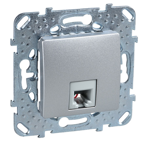 Телефонная розетка 1хRJ11 (4 контакта) SE Unica Top, алюминий