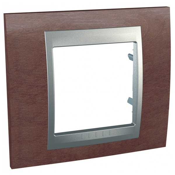 Рамка Unica Top 1 пост Табачное дерево-Алюминий