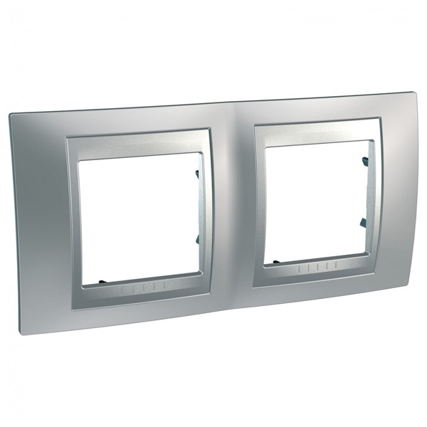 Рамка Unica Top 2 поста Хром матовый-Алюминий