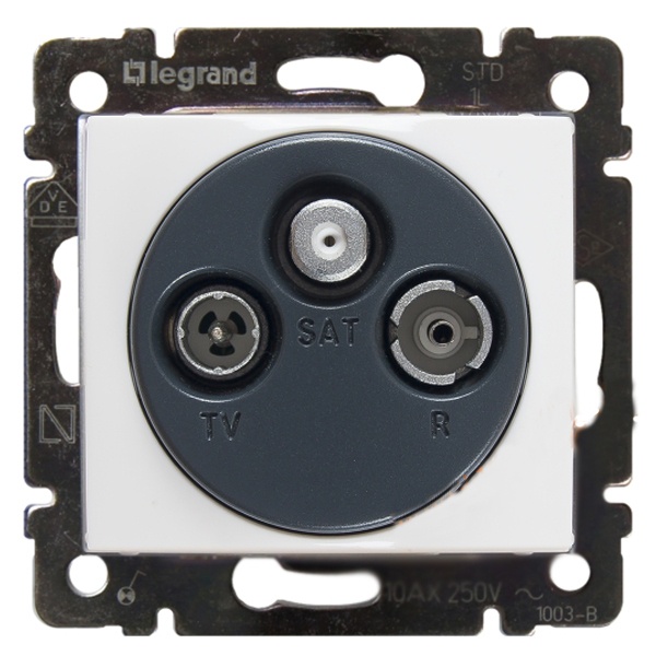 Розетка телевизионная Legrand Valena TV-FM-SAT простая 1,5дБ 2400 МГц белая