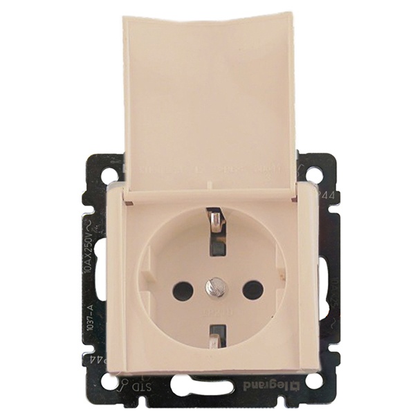 Розетка с крышкой Legrand Valena с заземлением слоновая кость (бежевый)