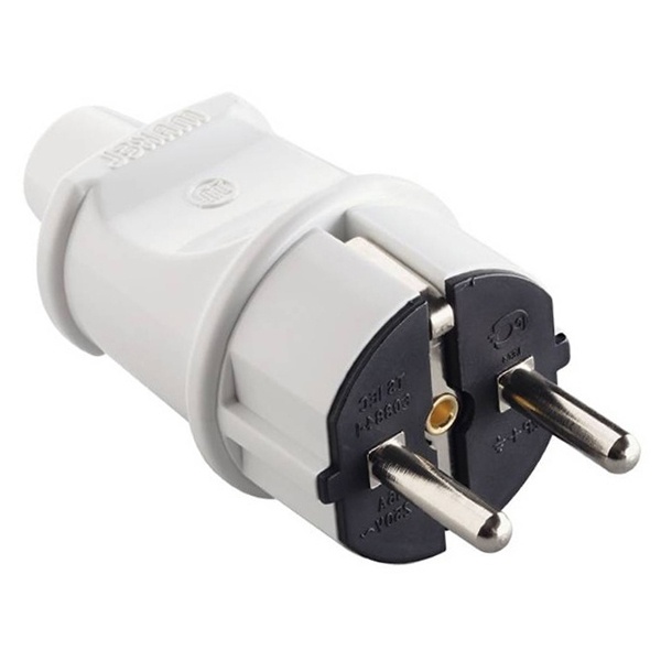 Вилка с заземлением Makel 2P+E 16А прямая белая