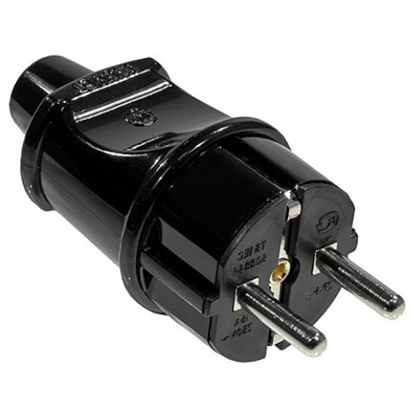 Вилка с заземлением Make 2P+E 16А прямая черная