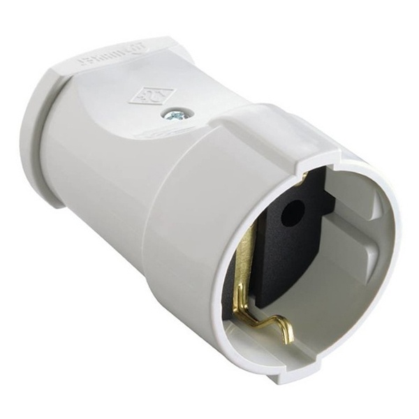 Розетка переносная с заземлением Makel 2P+E 16А прямая белая