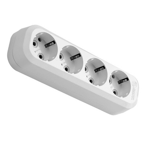 Колодка электрическая Makel на 4 розетки 16А с заземлением белая