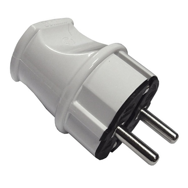 Вилка без заземления Makel 2P 6А прямая белая