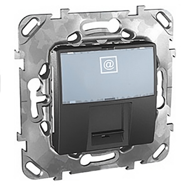 Компьютерная розетка 1хRJ45 кат. 5е с полем для надписи SE Unica Top, графит