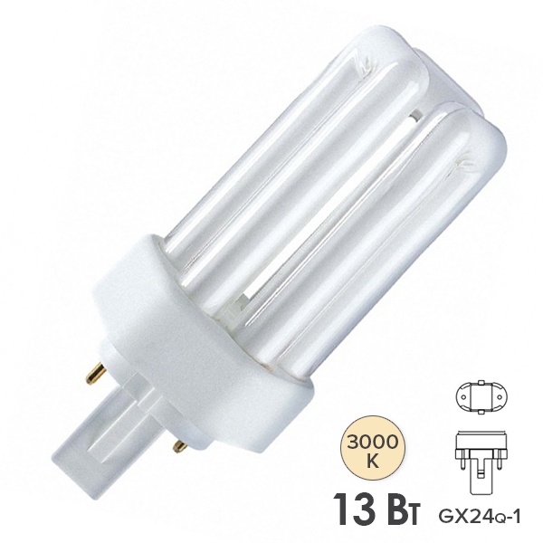 Лампа компактная люминесцентная Osram Dulux T Plus 13W/830 GX24d-1 тепло-белая