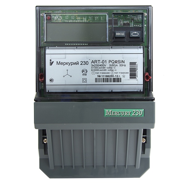 Электросчетчик Меркурий-230 ART-01PQRSIN 5-60А 230/400В многотарифный IrDA, RS-485 ЖКИ