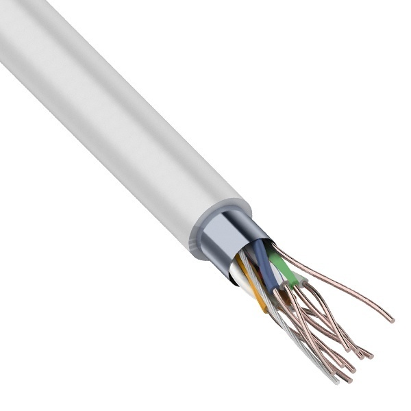 Кабель витая пара Rexant экранированный FTP 4PR 24AWG cat 5e CU серый 8 жил [305м] (провод для интернета)