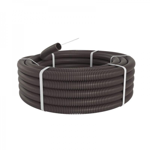 Труба гофрированная DKC ПА 6 DN12 ПВ-0 Dвн 12,2 мм Dнар 15,8 мм с протяжкой темно-серая [бухта 50м] (гофра для кабеля)