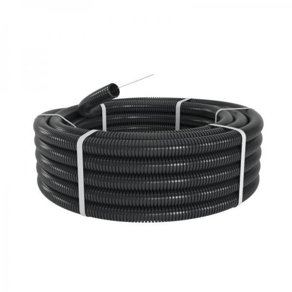 Труба гофрированная DKC ПА 6 DN17 ПВ-2 Dвн 16,8 мм Dнар 21,2 мм с протяжкой черная [бухта 50м] (гофра для кабеля)