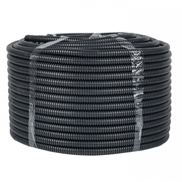 Труба гофрированная FRHF EKF 16 мм безгалогенная трудногорючая с зондом черная [100м] (гофра для кабеля)