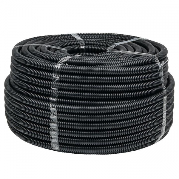 Труба гофрированная FRHF EKF 20 мм безгалогенная трудногорючая с зондом черная [100м] (гофра для кабеля)