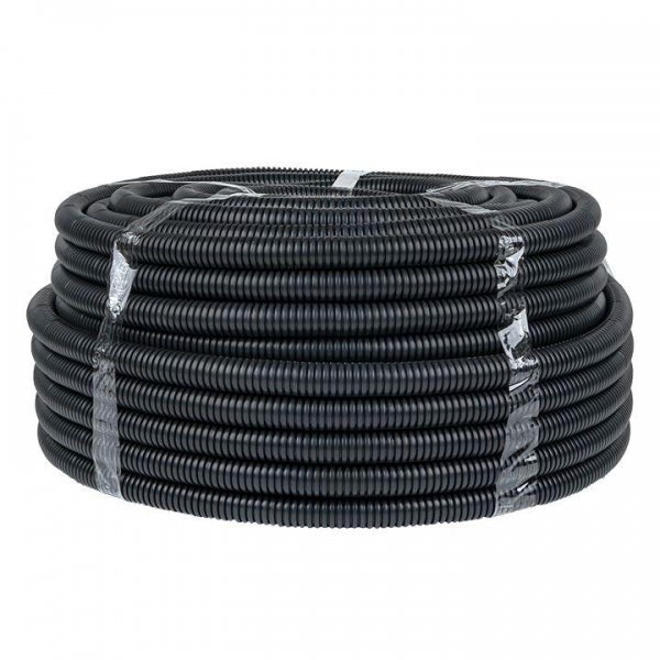 Труба гофрированная FRHF EKF 25 мм безгалогенная трудногорючая с зондом черная [75м] (гофра для кабеля)